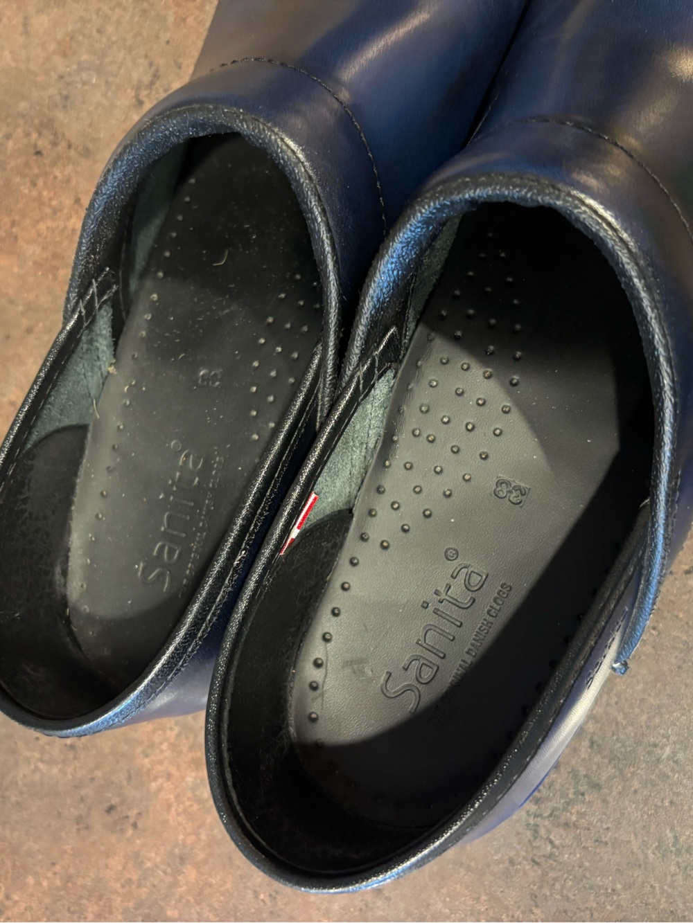 Sanita Black Leather Clogs - Picture 2 of 5